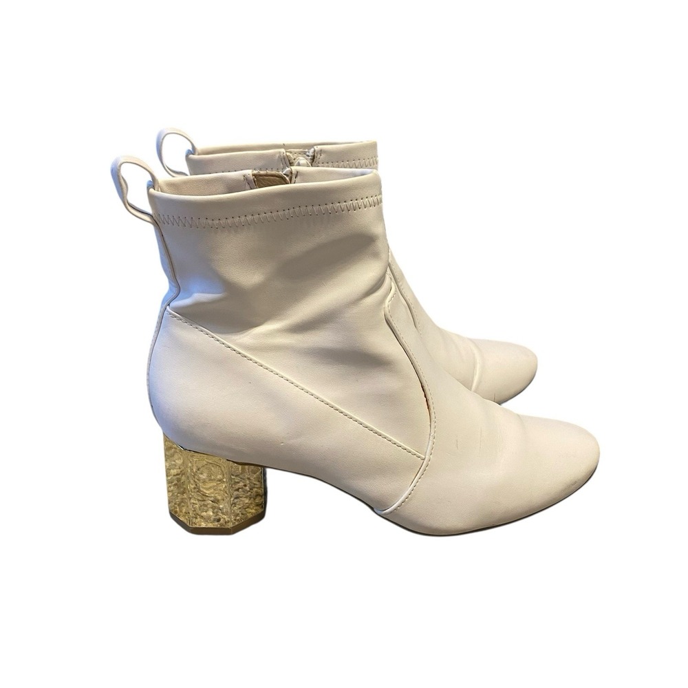 Katy Perry The Diana Ankle Boots Size 7 EU 37 White Block Heels Glam Coquette